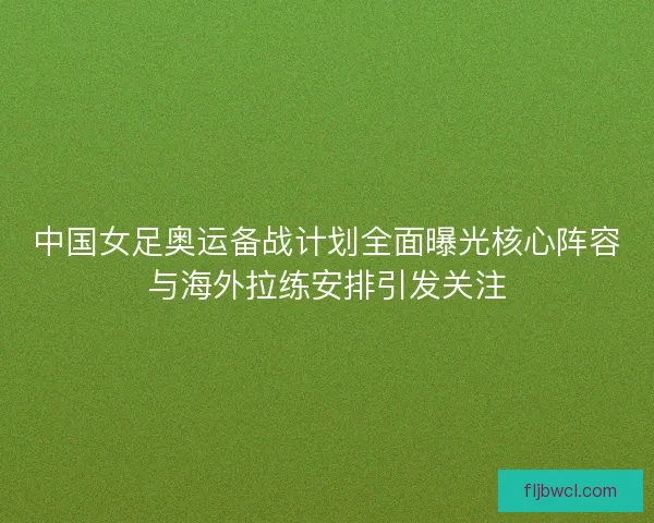 中国女足奥运备战计划全面曝光核心阵容与海外拉练安排引发关注